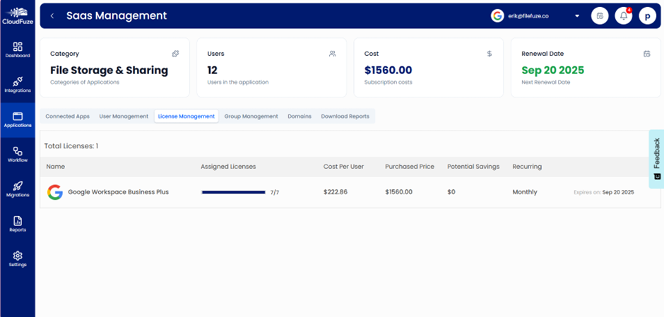 License Management Dashboard Preview