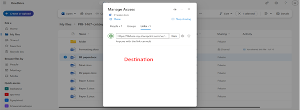 Shared link access retained