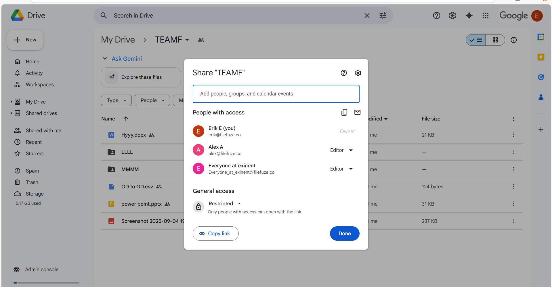 Team folder permissions retained in Google Drive