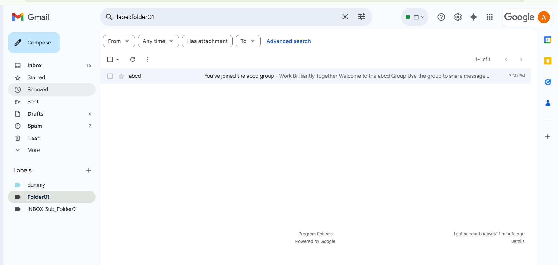 After Migration Gmail folders