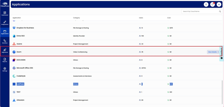 Applications Dashboard Preview