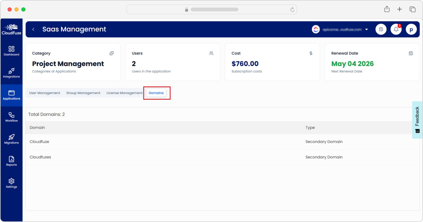 ClickUp Domain Management Dashboard