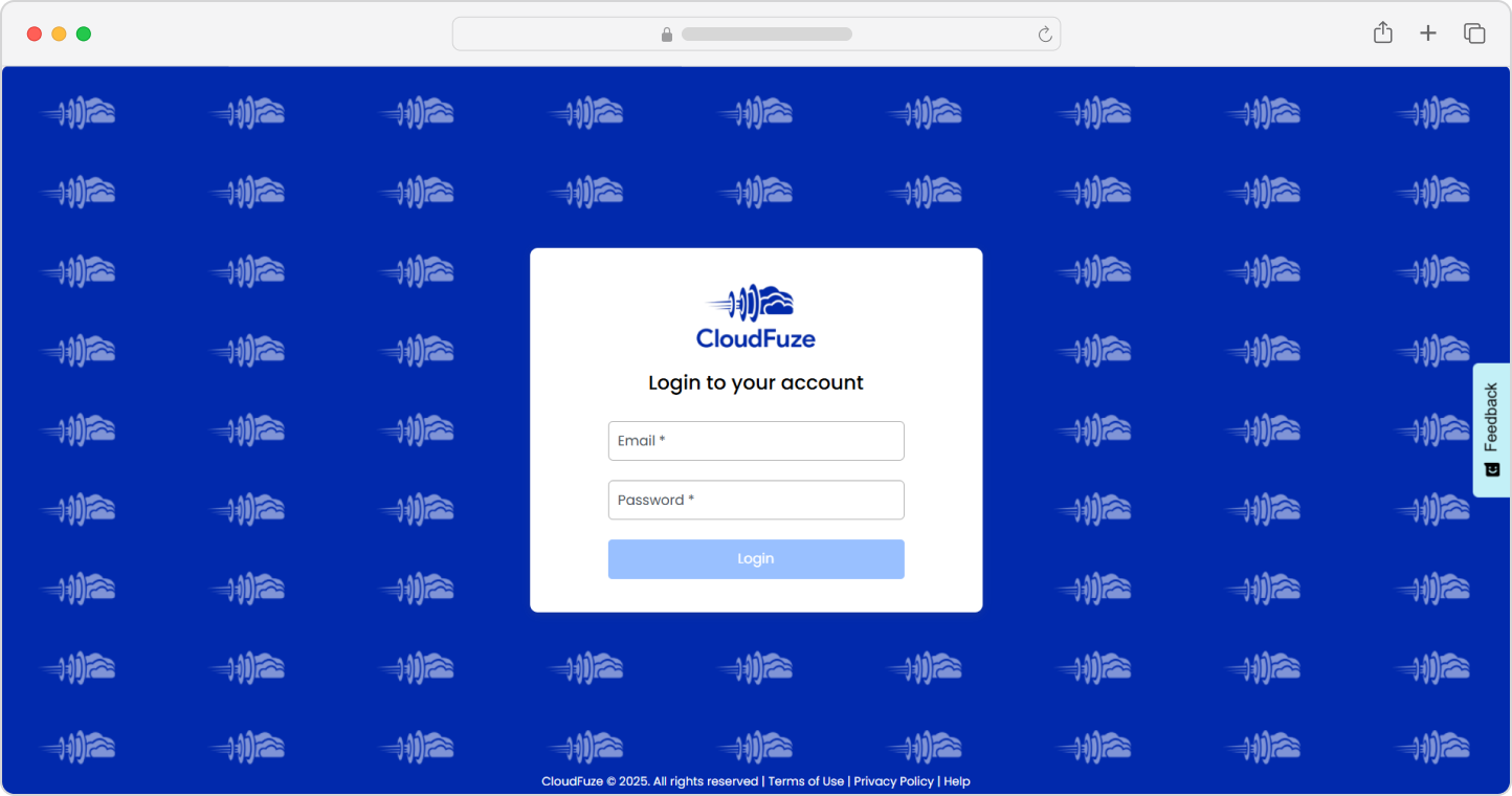 CloudFuze Manage Login Page