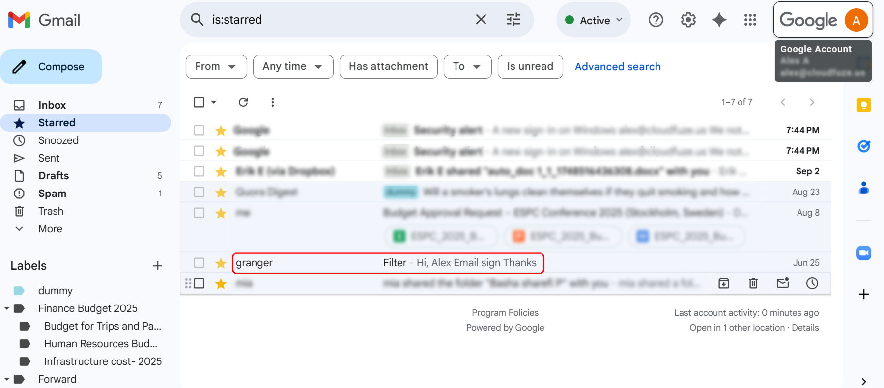 Gmail Important Email import