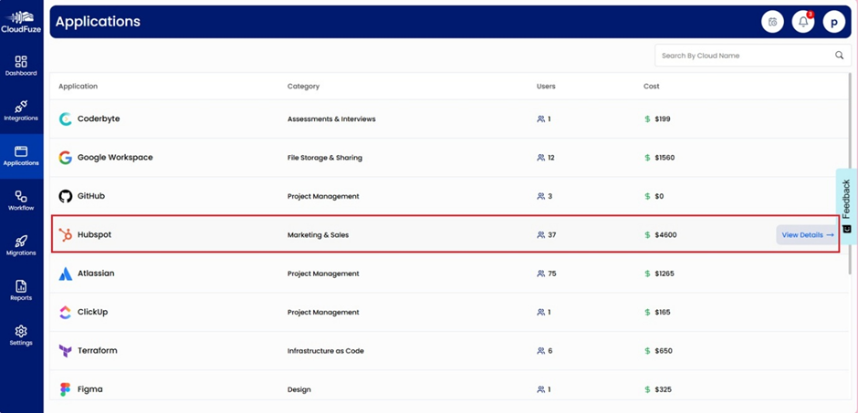 HubSpot Application Dashboard Preview