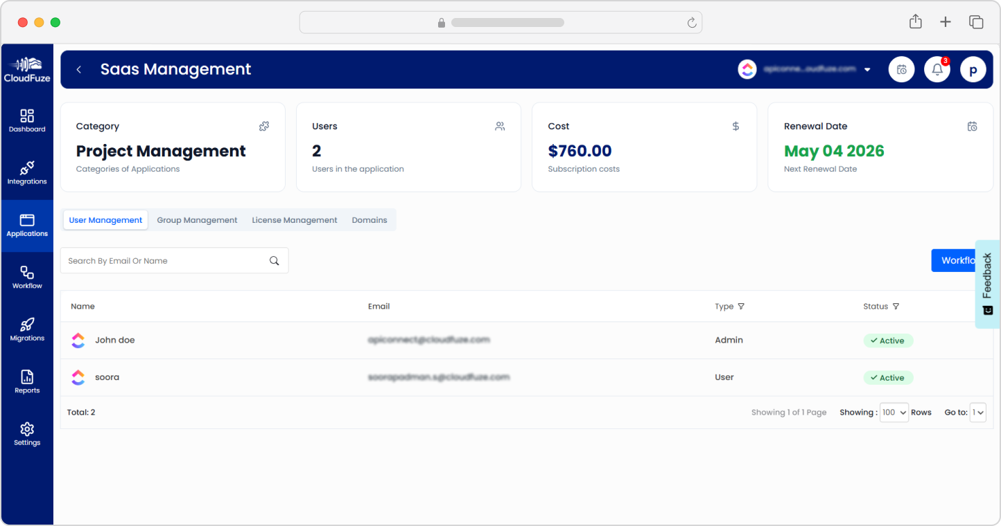 In depth view of ClickUp app