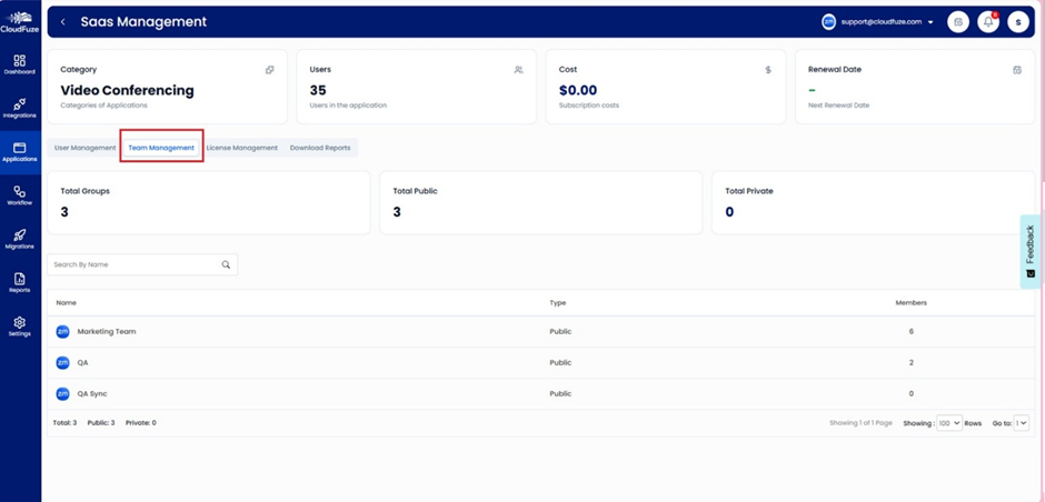 Zoom Team Management Dashboard Preview