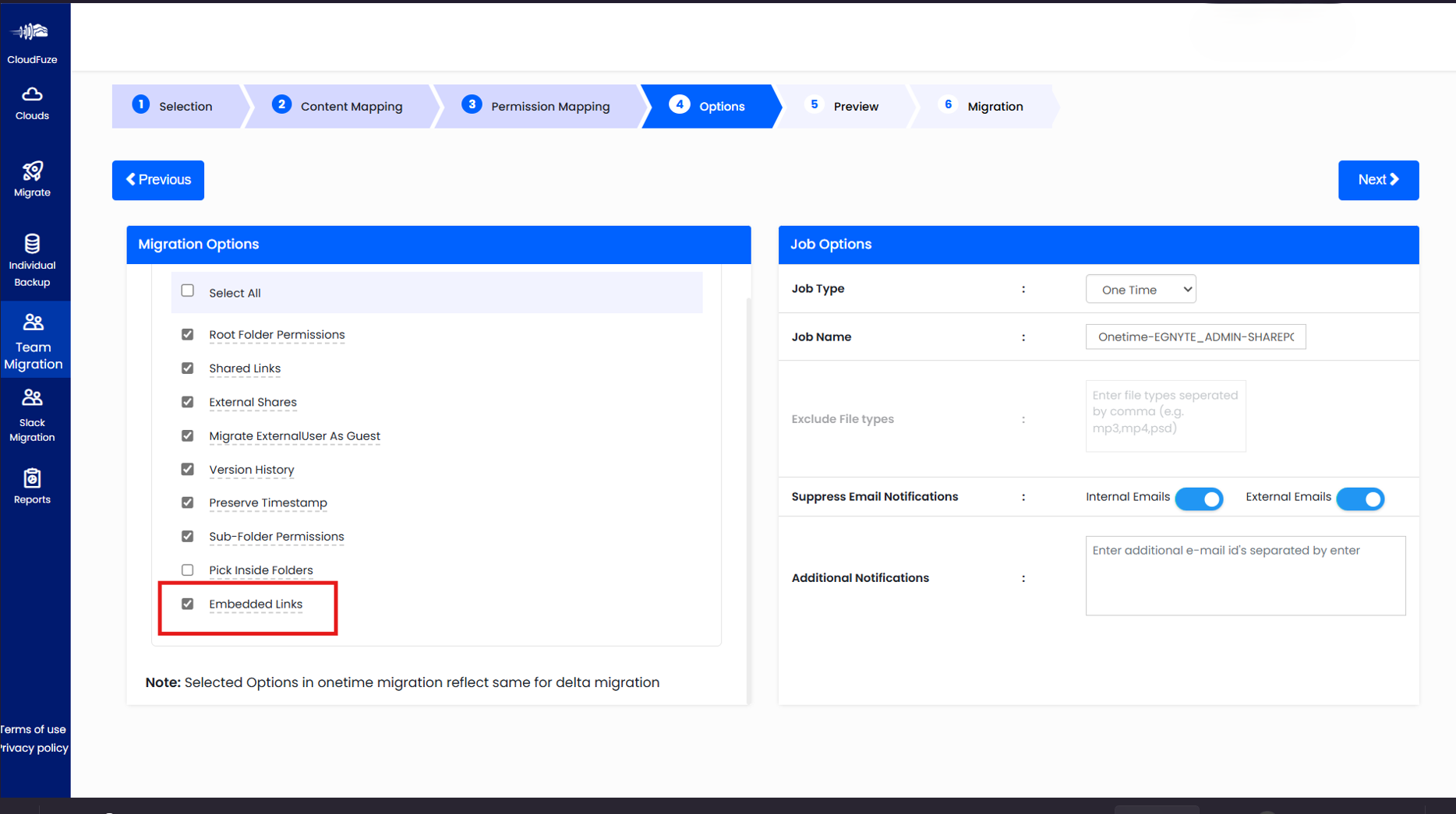 Complete the initial Egnyte to SharePoint migration steps in our migration platform