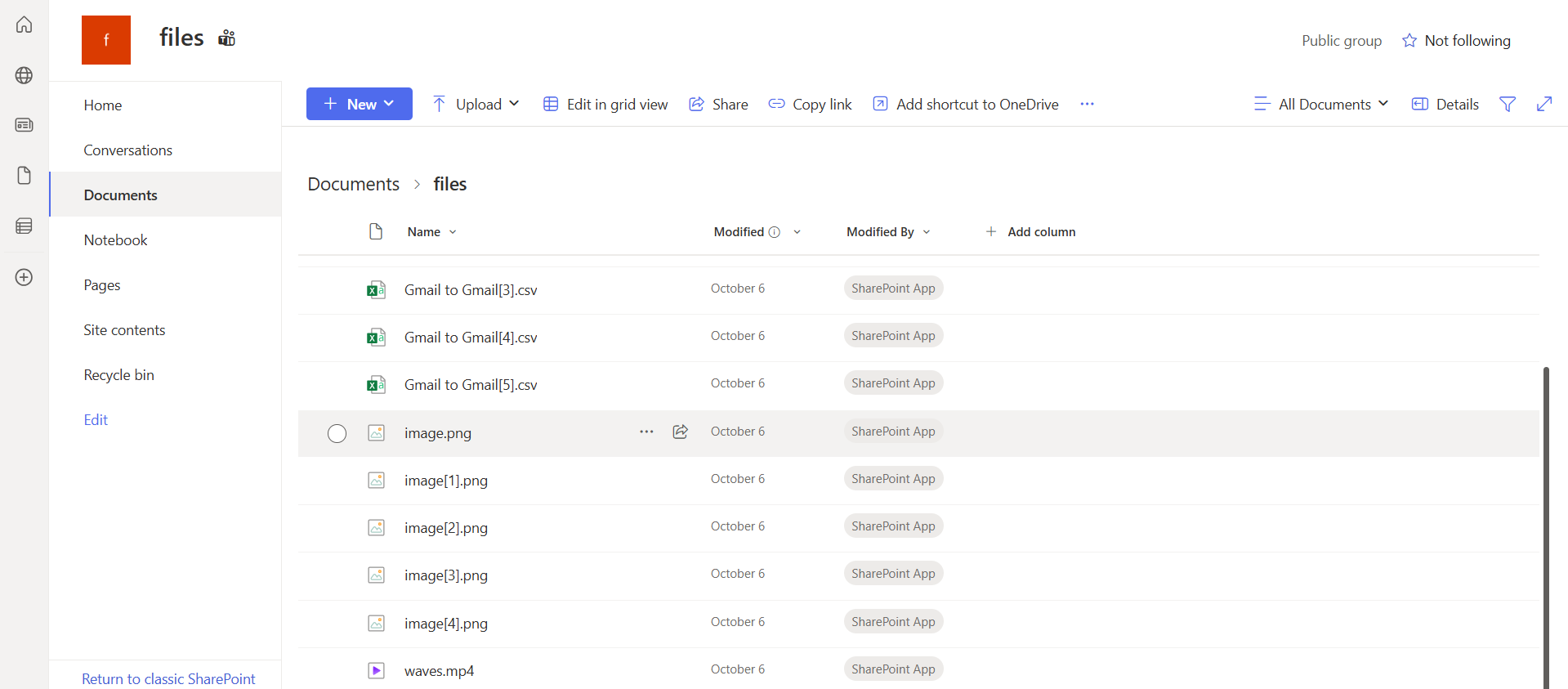 Migrated Slack files in SharePoint Site