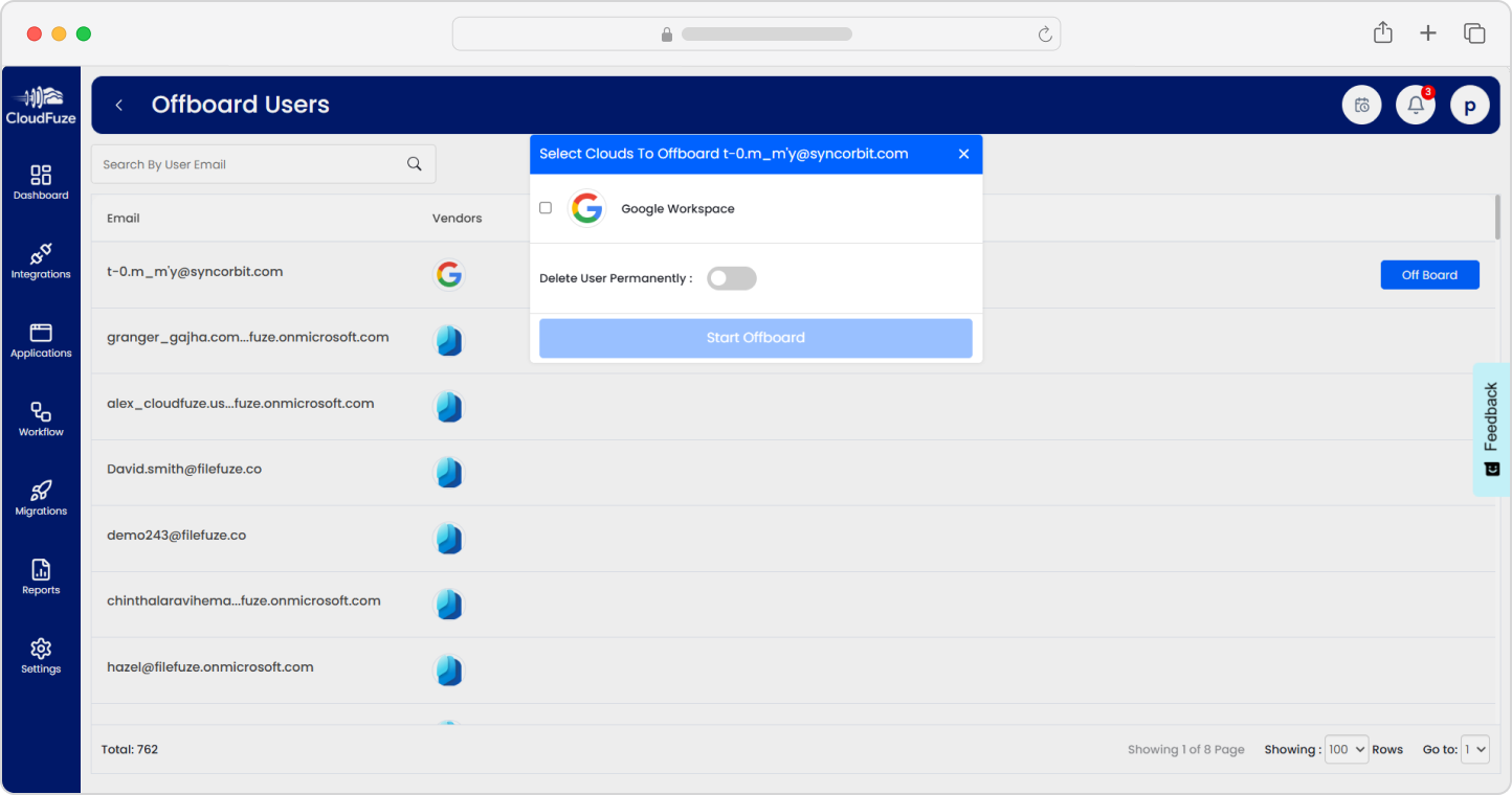 Preview of user offbarding