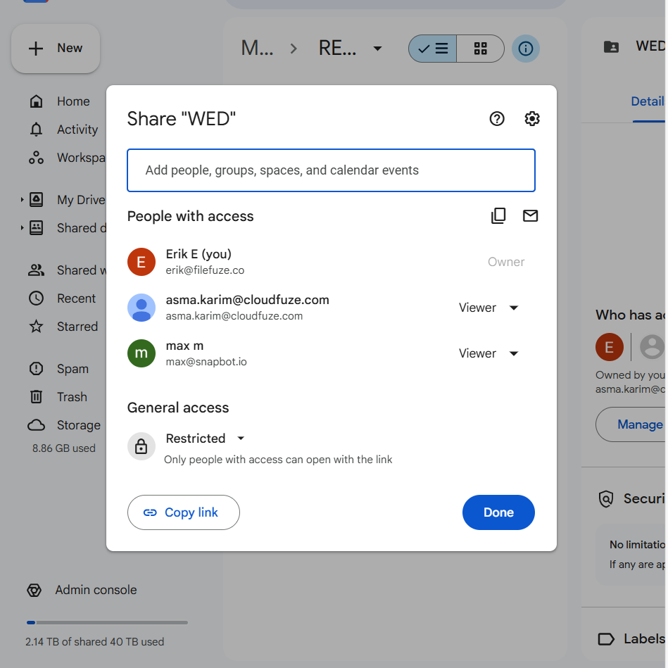 Restricted Access Transferred to Google Drive