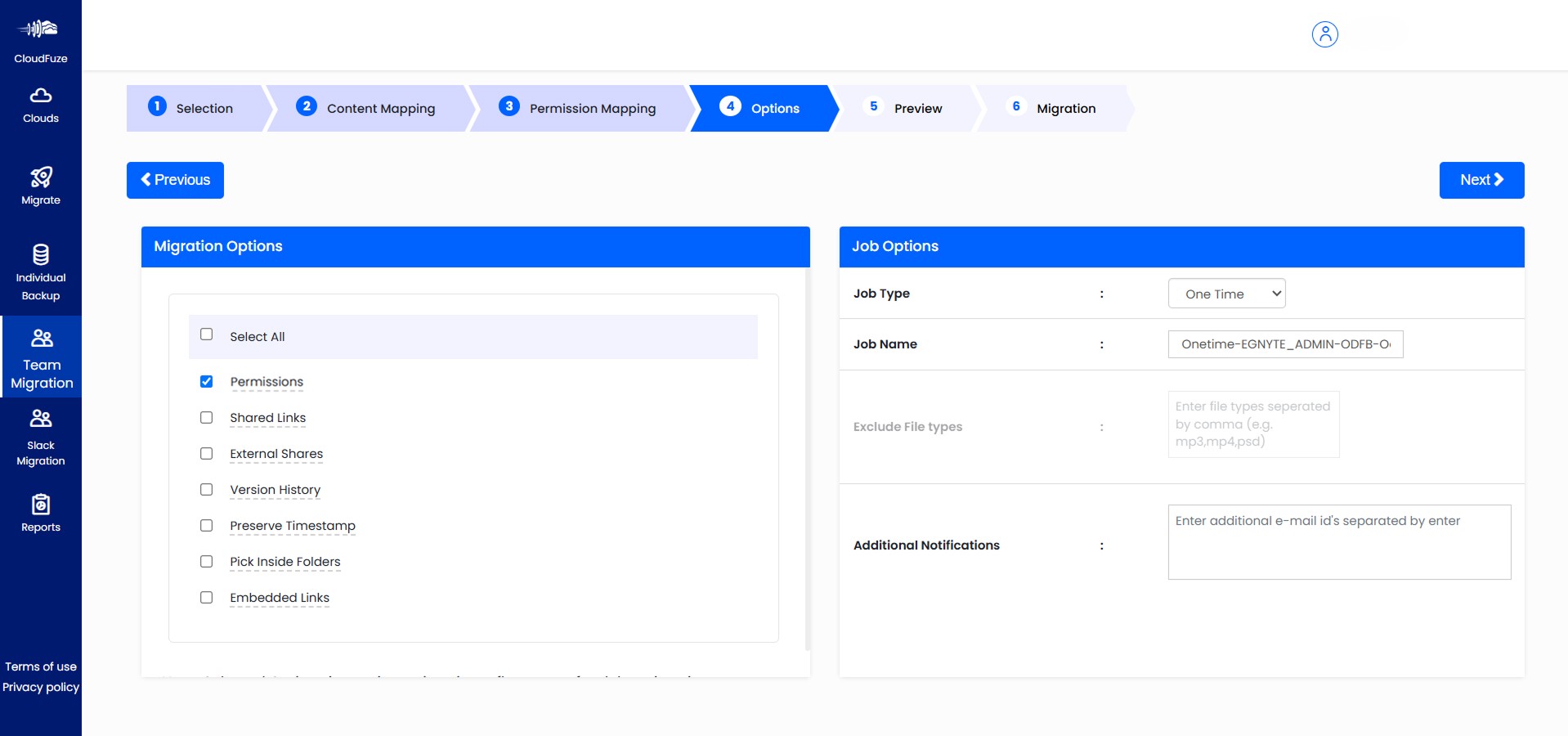Sharing permissions migration