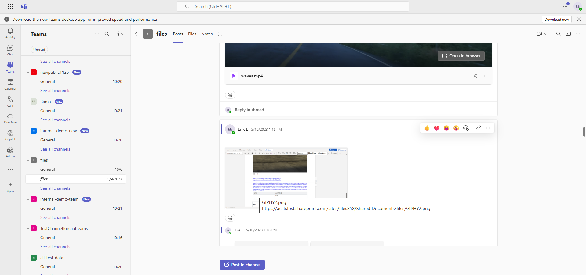 Slack files migrated to Teams
