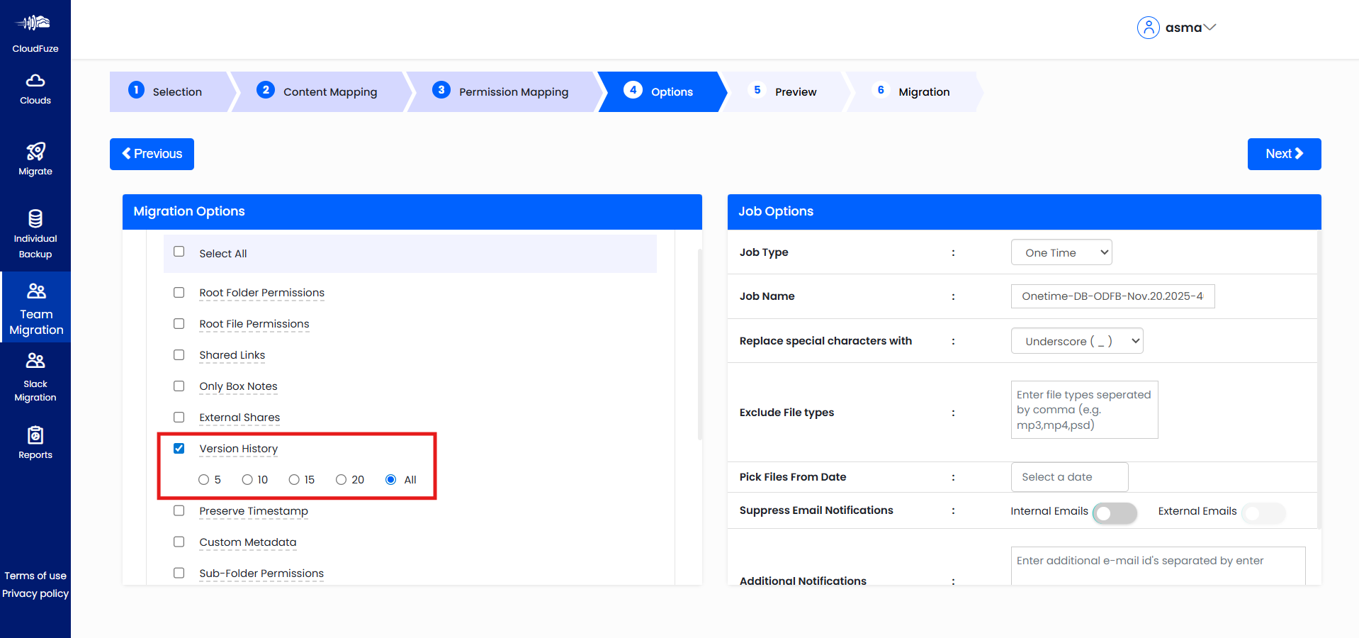 Dropbox to Microsoft 365 file versions migration