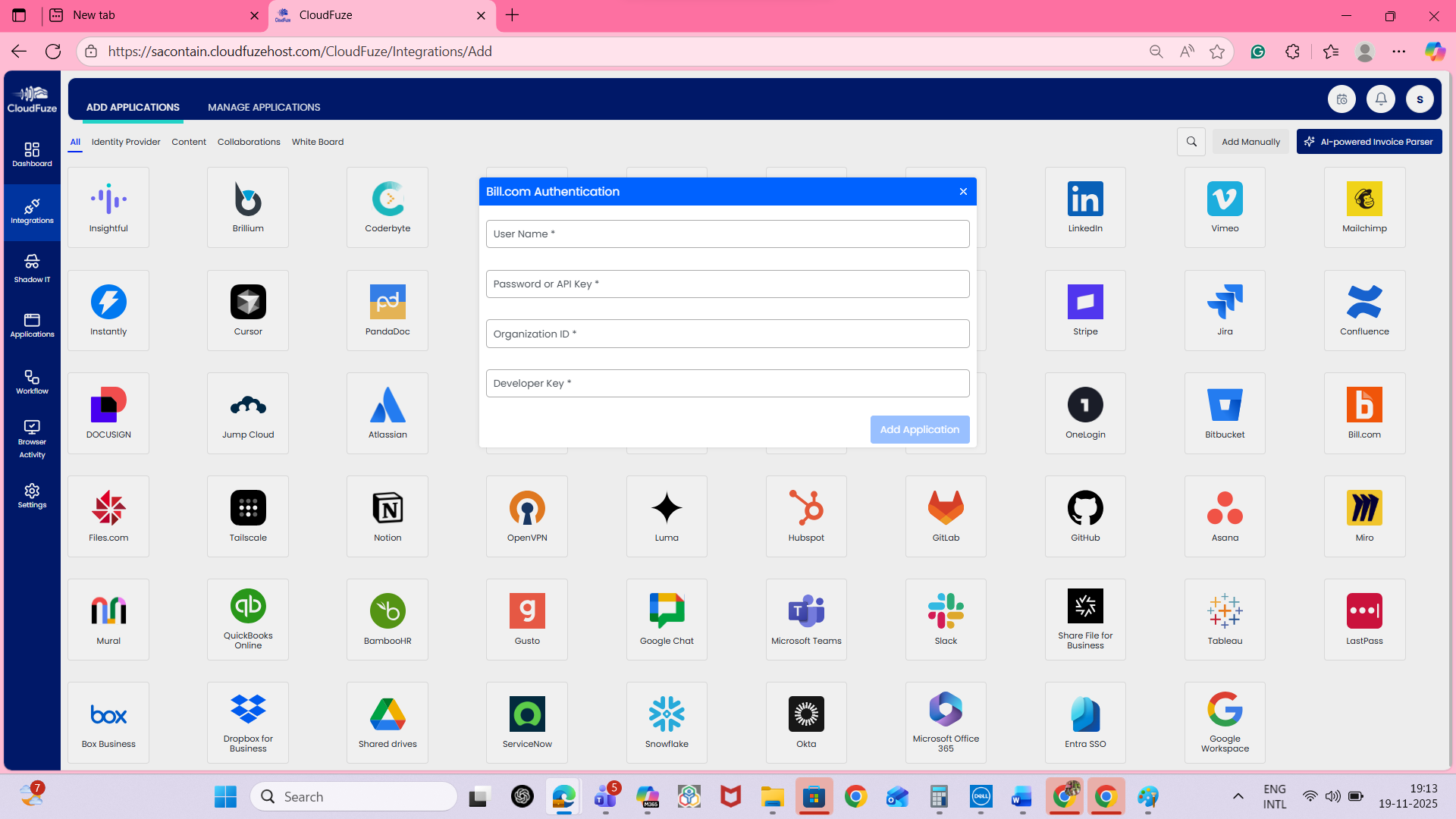 Link your Bill.com account to our platform, CloudFuze Manage, using secure APIs