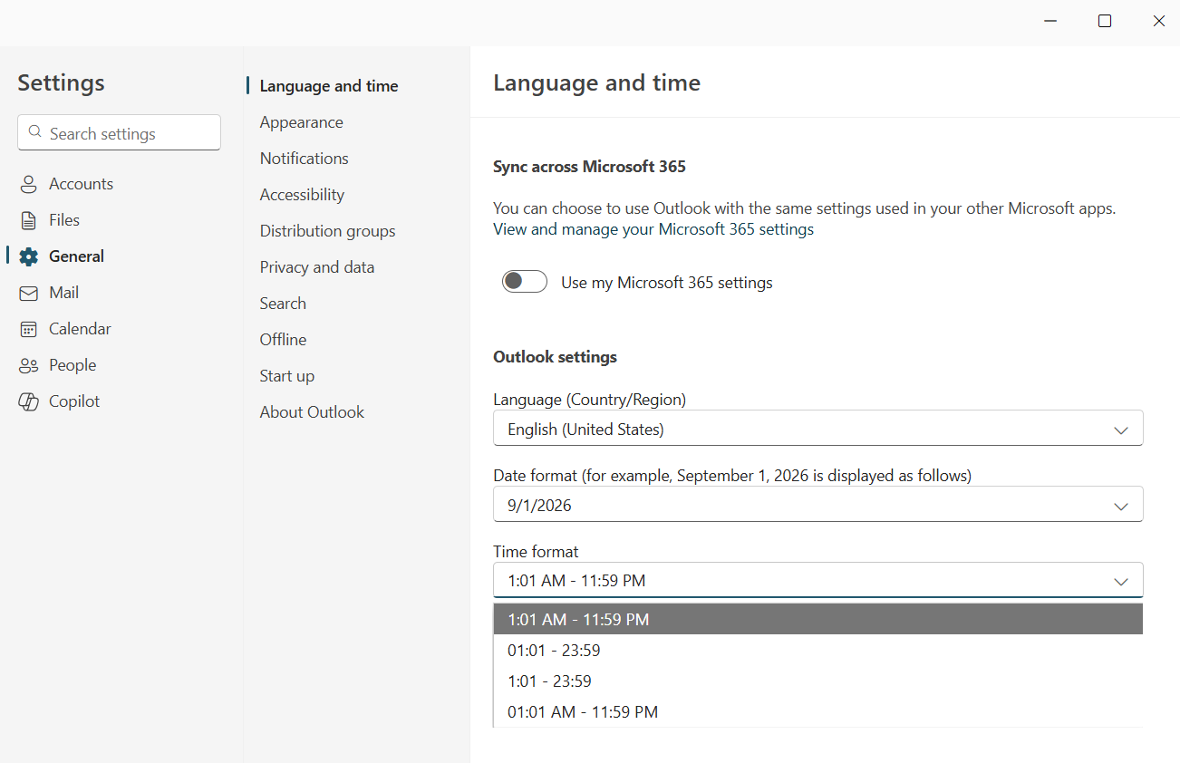 Navigate to General Language and time. You can change your preferred style from Date Format options