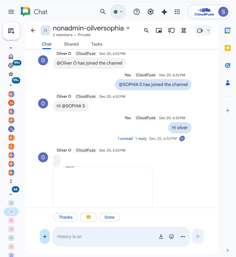 replication of non-admin Slack private channel in the new Google Chat