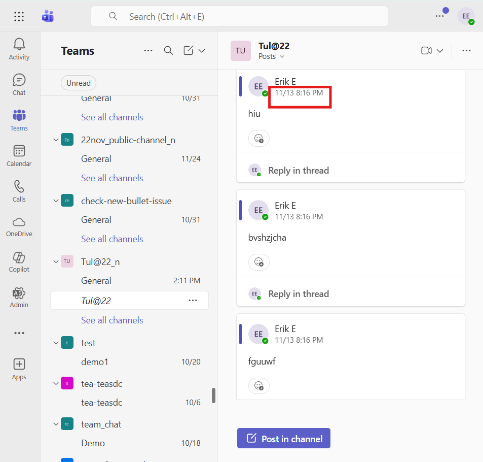 Complete migration of Google Chat timestamps to Microsoft Teams
