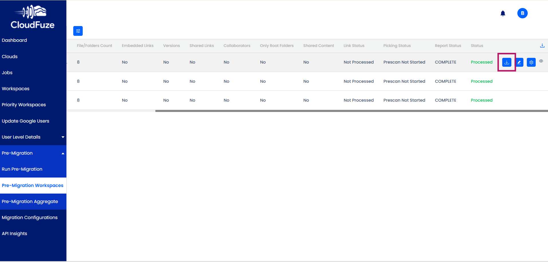 Pre-Migration Workspaces