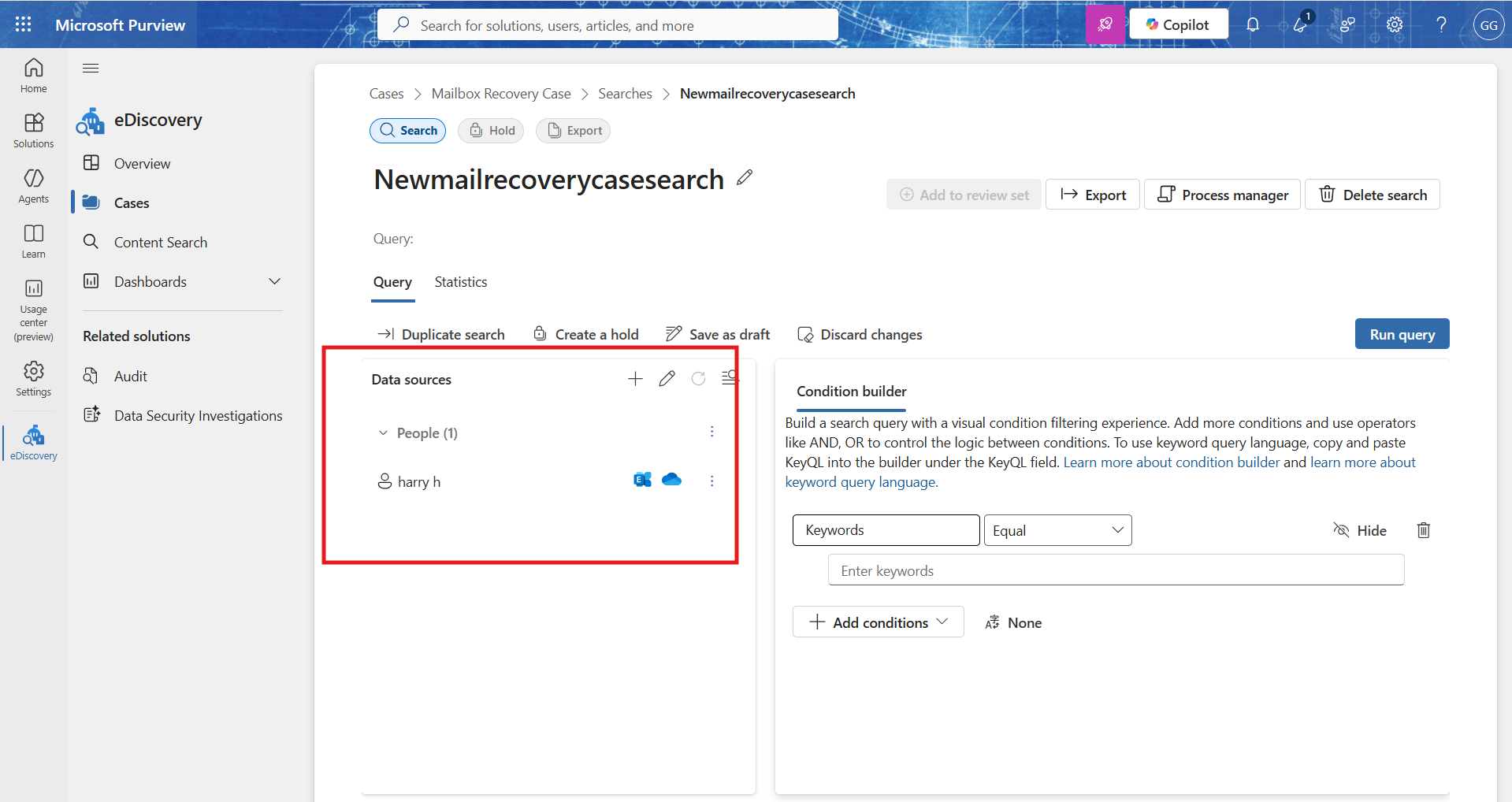 Checking the users in data sources panel