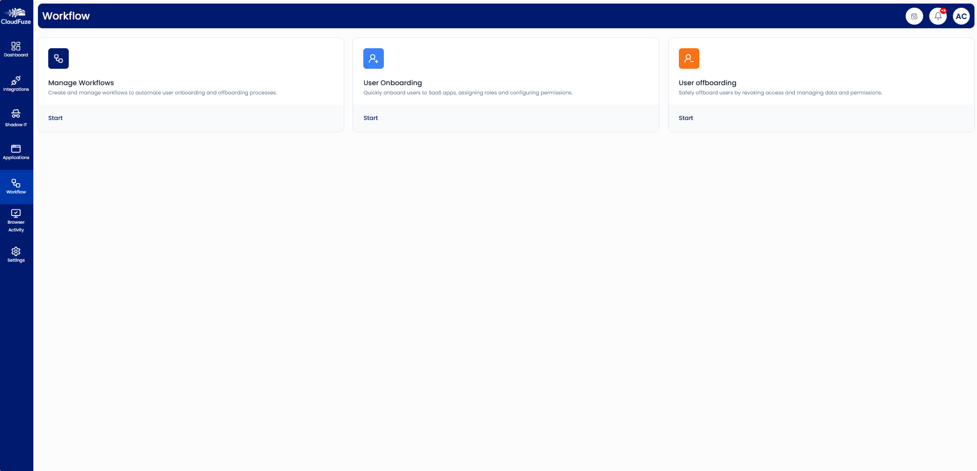 CloudFuze Manage Workflow Dashboard Preview