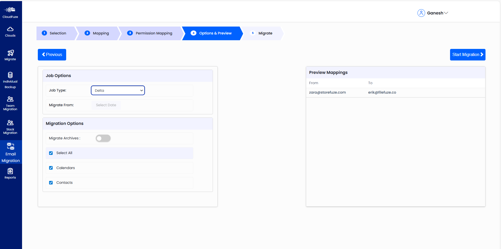 Delta migration from gmail to Outlook
