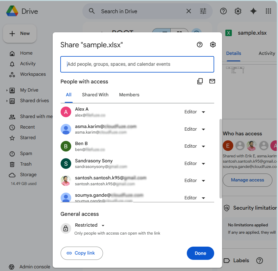 Exact permissions transferred to Google Drive from SharePoint