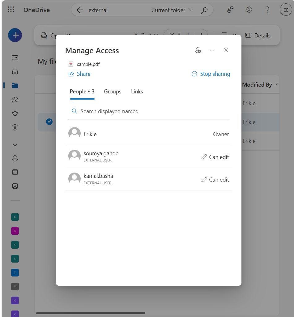 Guest user permissions in OneDrive