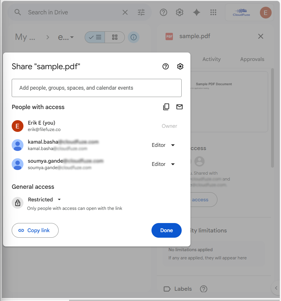 Guest users transferred to Google Drive from OneDrive using CloudFuze Migrate