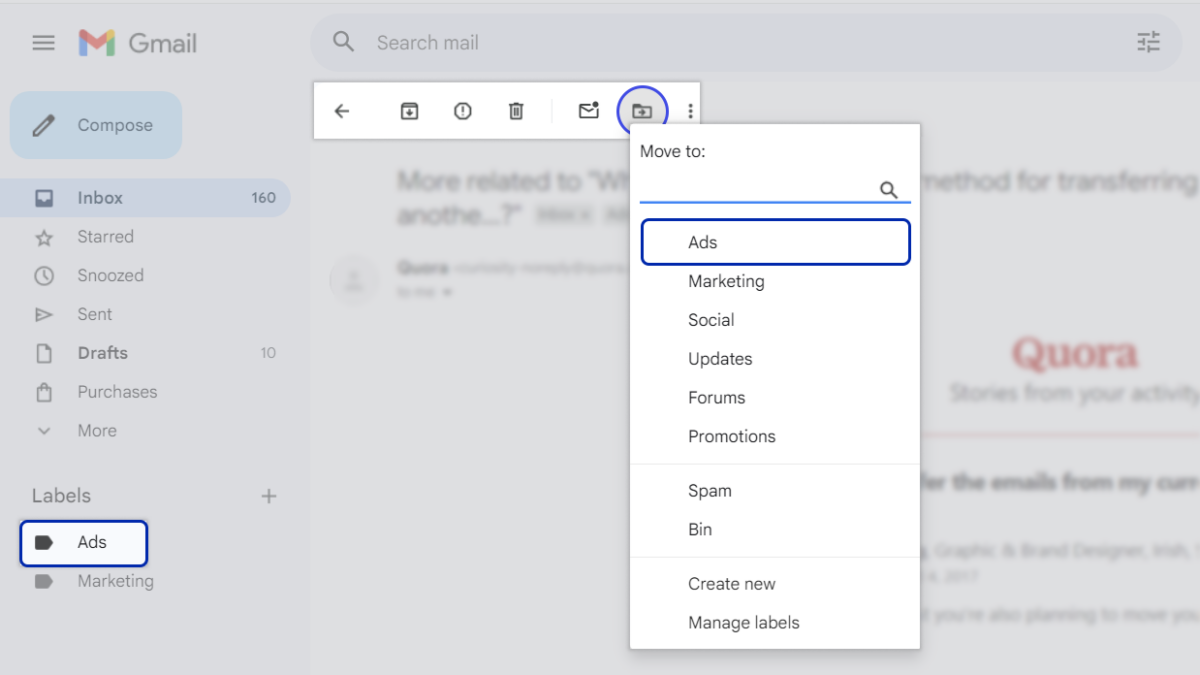 How To Move Gmail Emails to A Folder (Labels) in Seconds