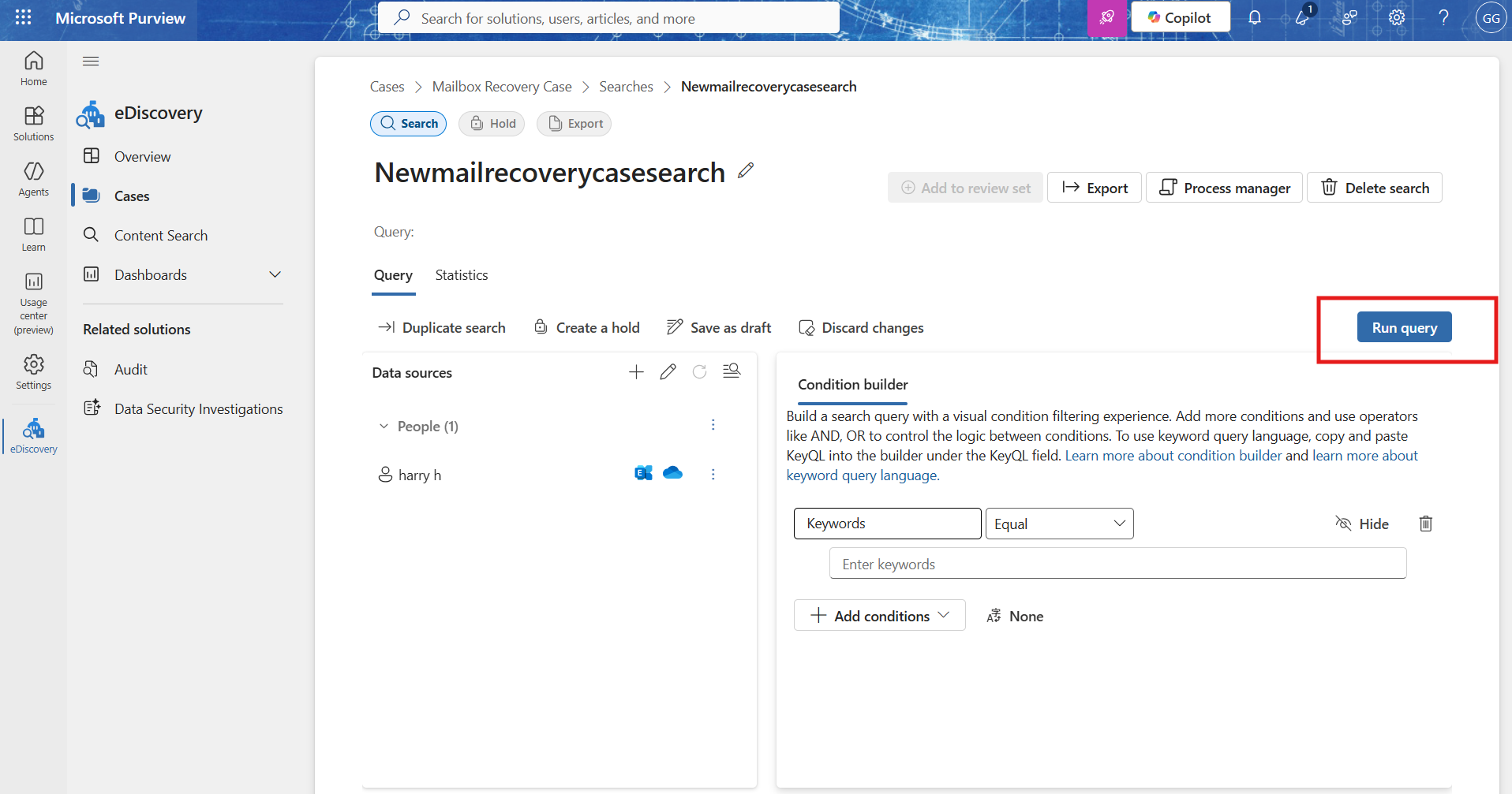 Navigating to Run Query 