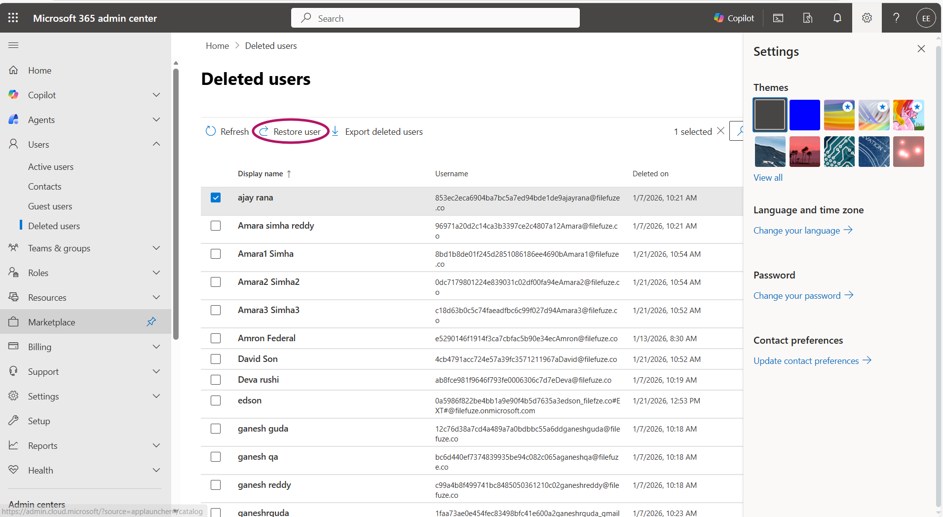 Restoring Office 365 mailbox of a deleted user