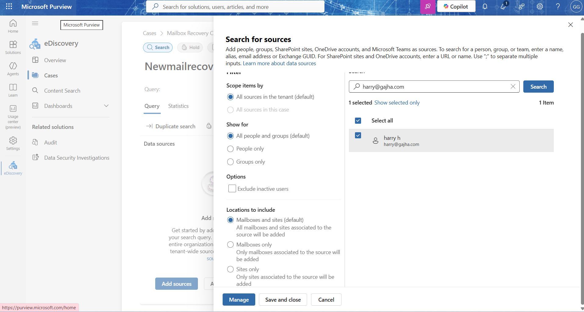 Searching through mail address