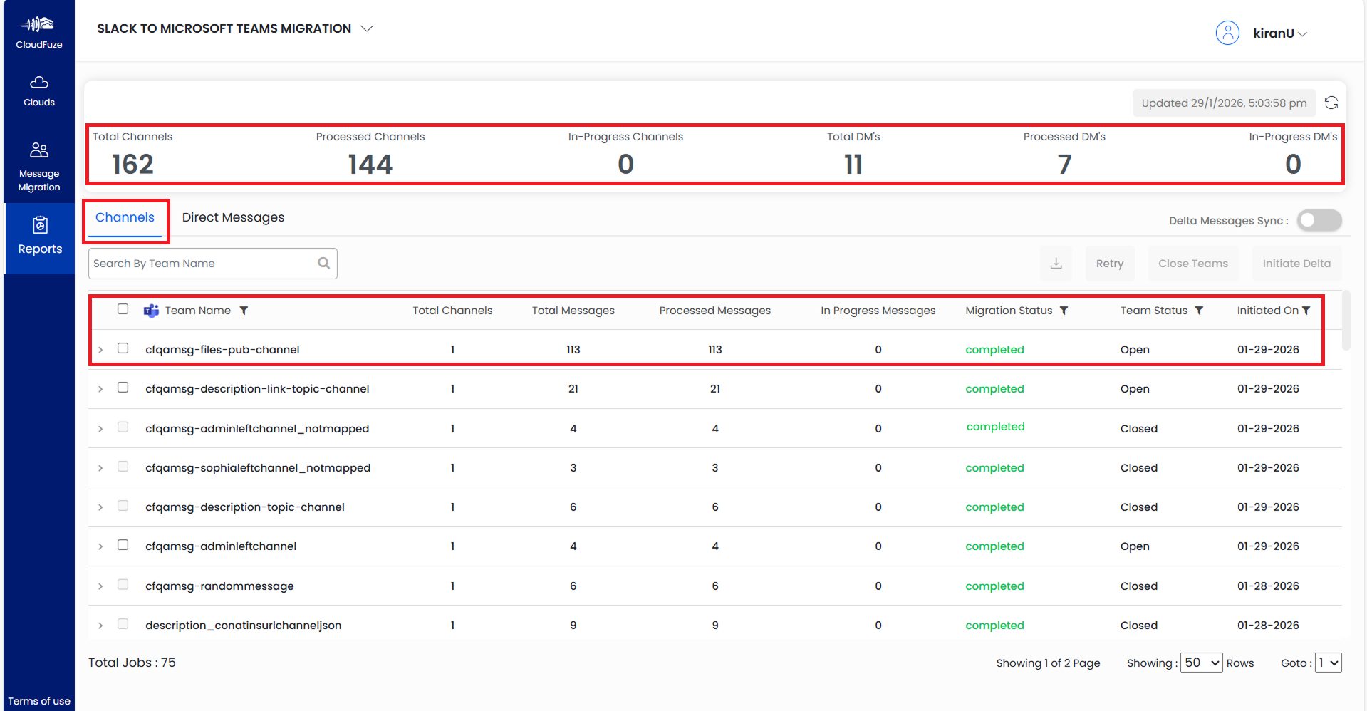 Slack to Teams Channel Migration Report