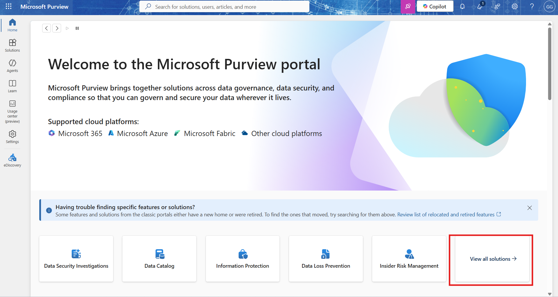 View all solutions under Microsoft Purview