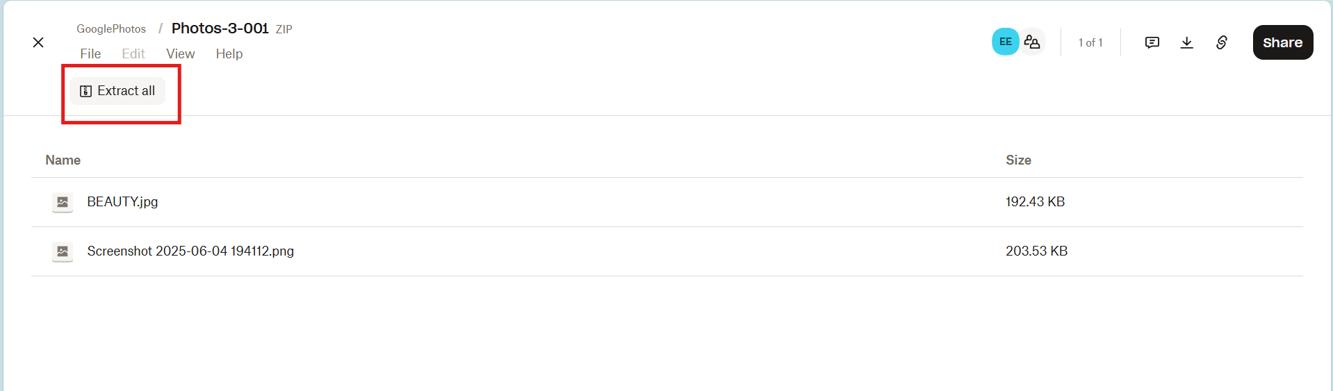 Extracting zip files in Dropbox