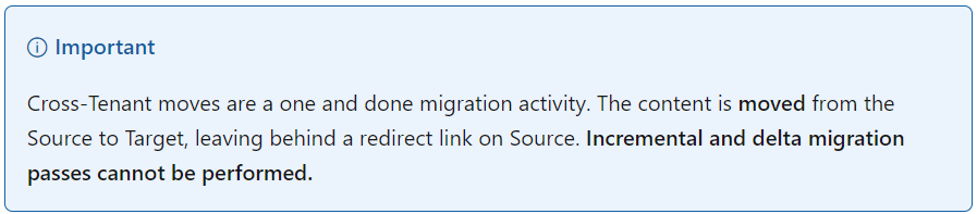 Microsoft cross-tenant OneDrive native migration does not support delta sync
