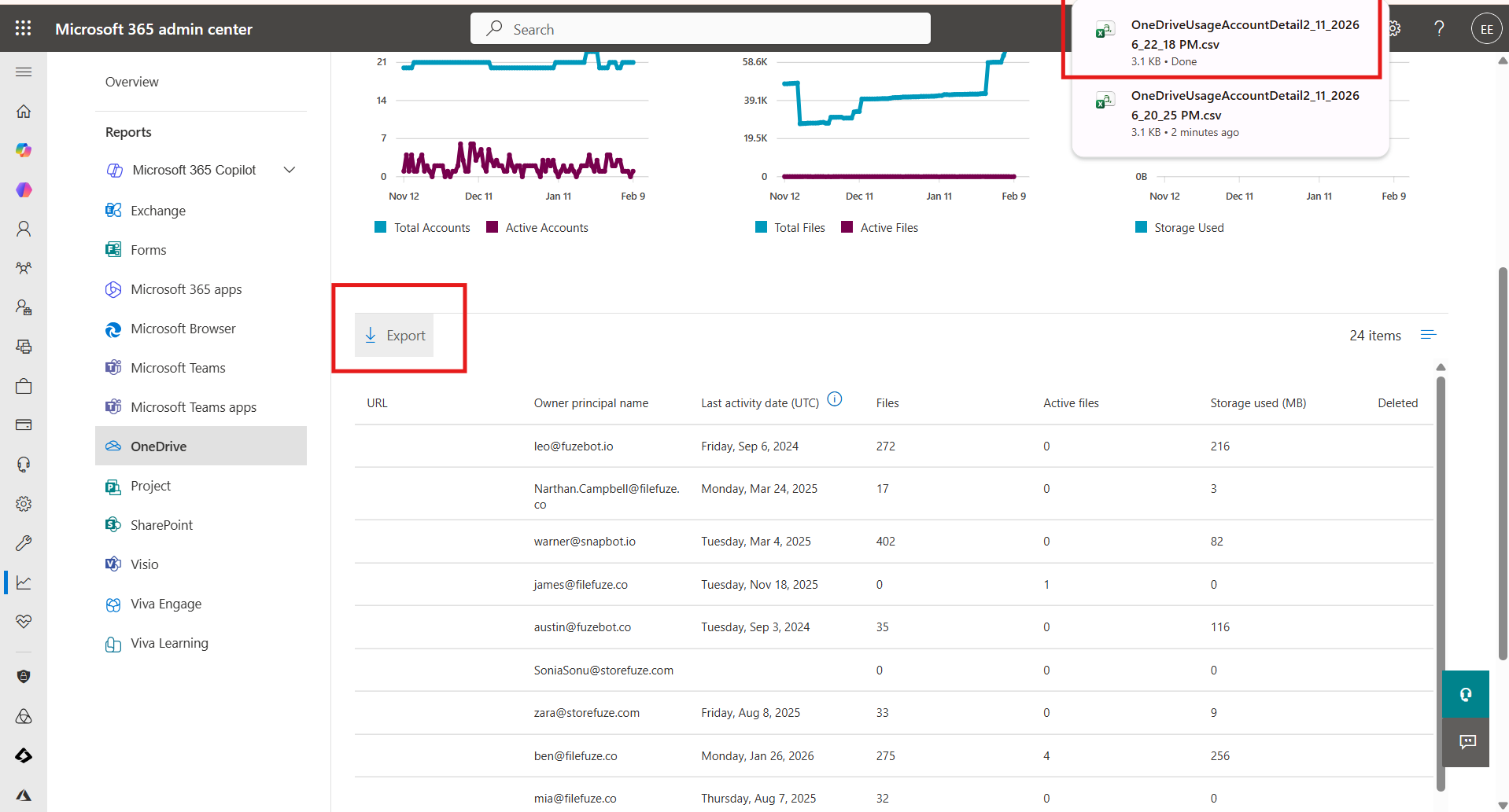 Now click on Export to download data.