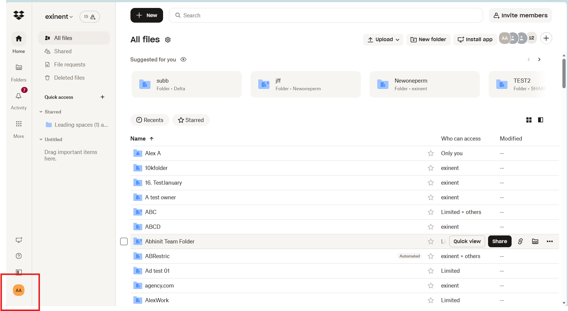 Signing into another Dropbox account