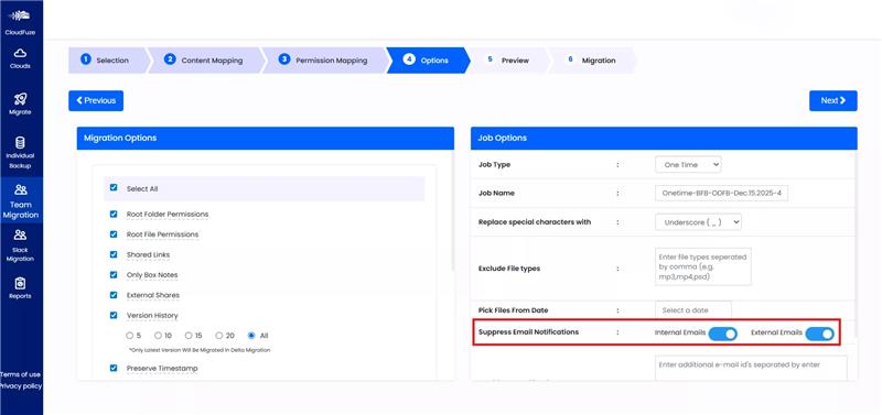 Suppress Email notification in Google Workspace Tenant Migration