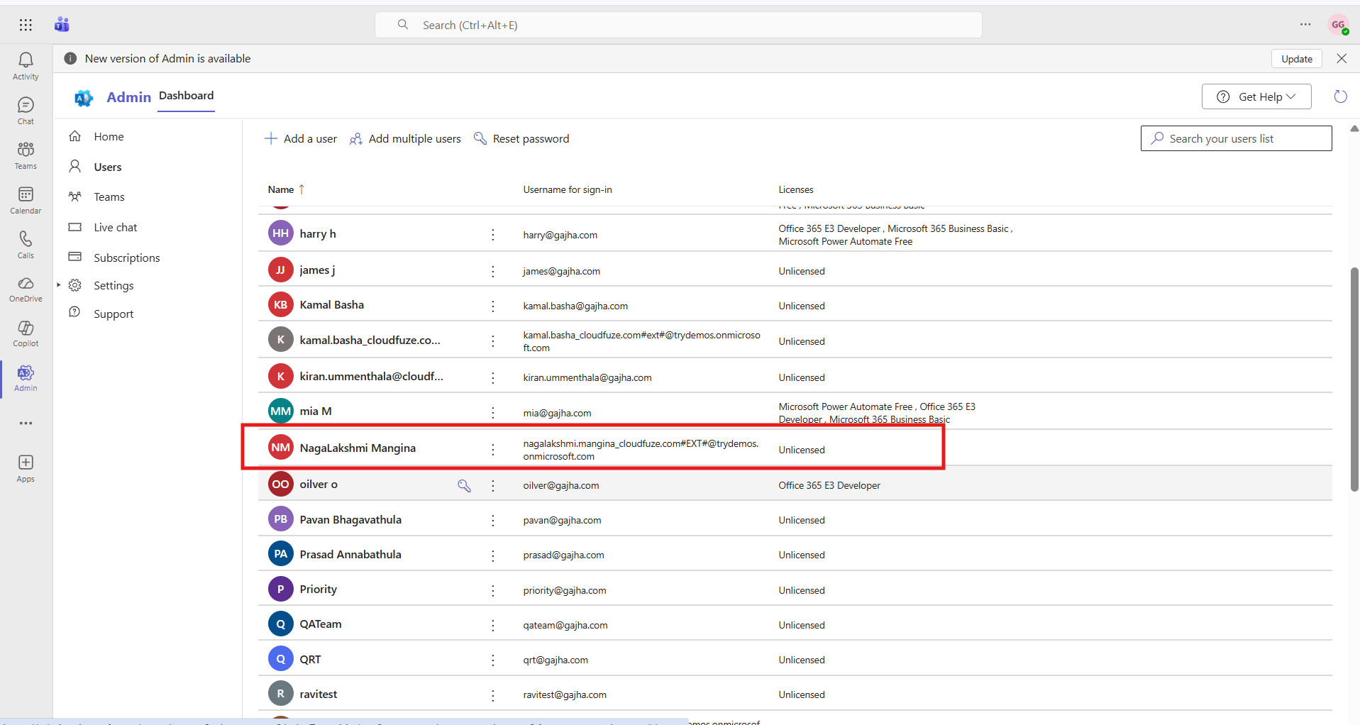 Choosing a particular inactive user from the user metabase