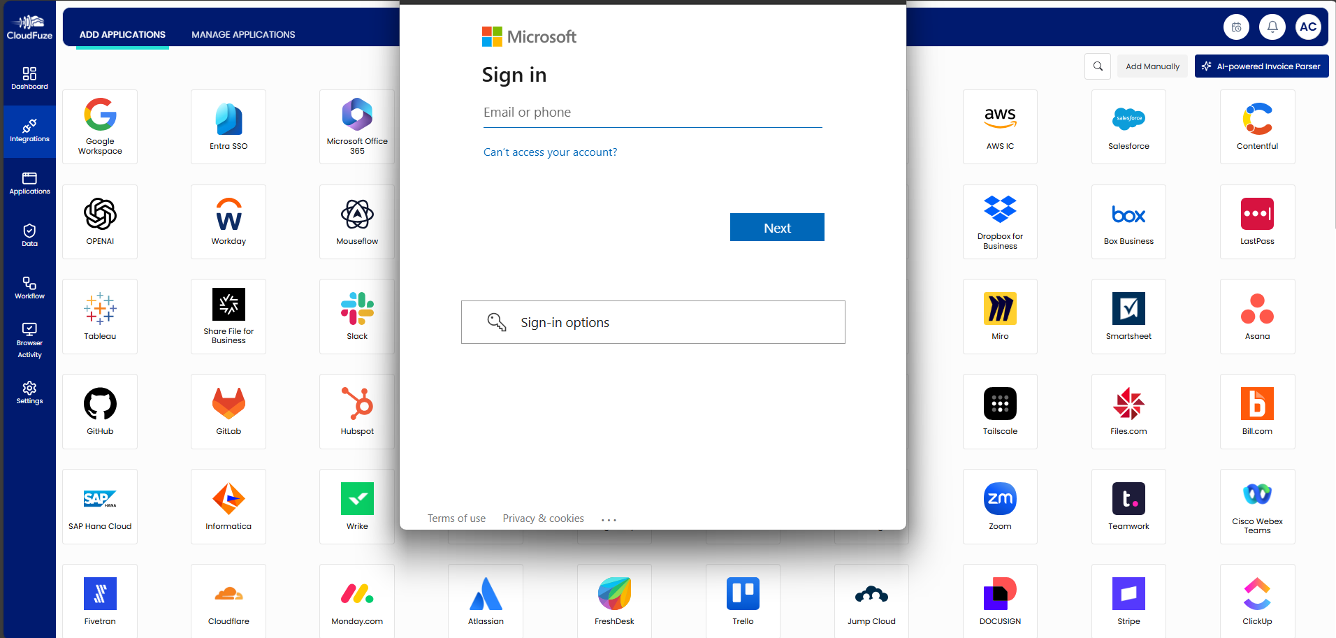 CloudFuze Manage and Entra SSO Integration