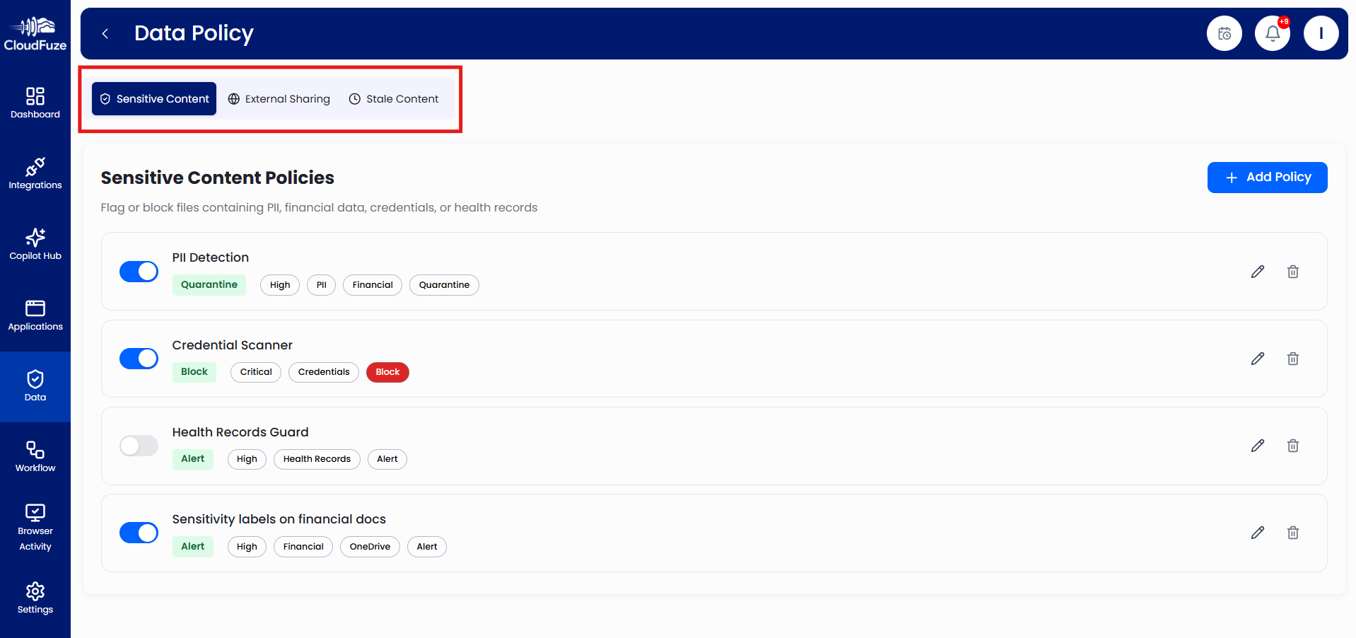 Content Governance Policies in CloudFuze Manage