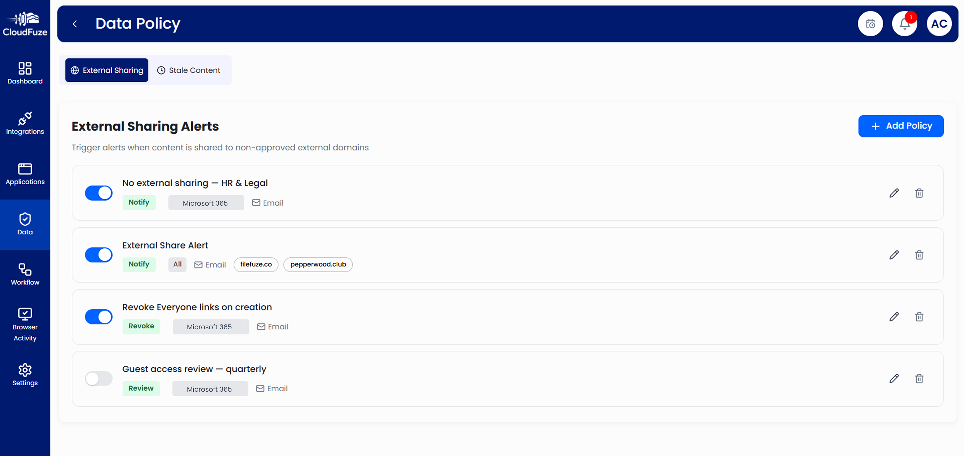 Data Governance Policies in CloudFuze Manage