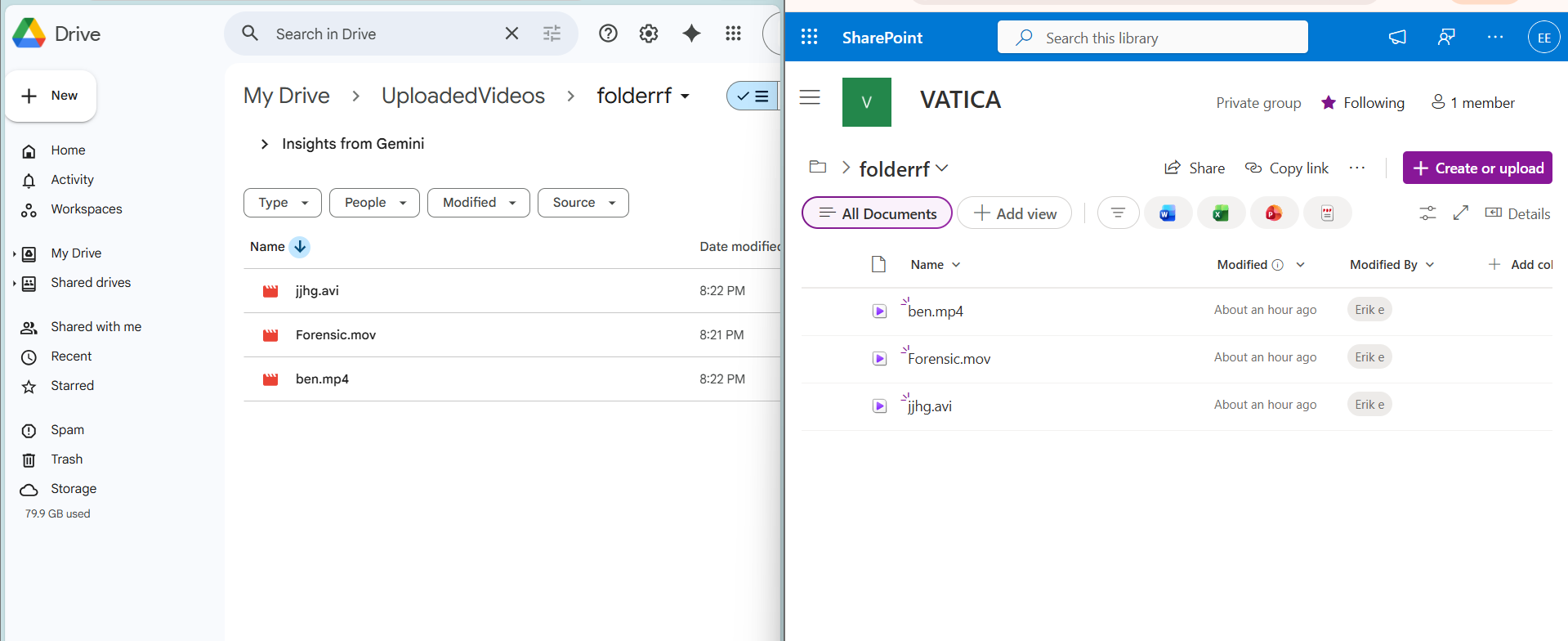 Google Drive videos migrated to SharePoint using CloudFuze Migrate