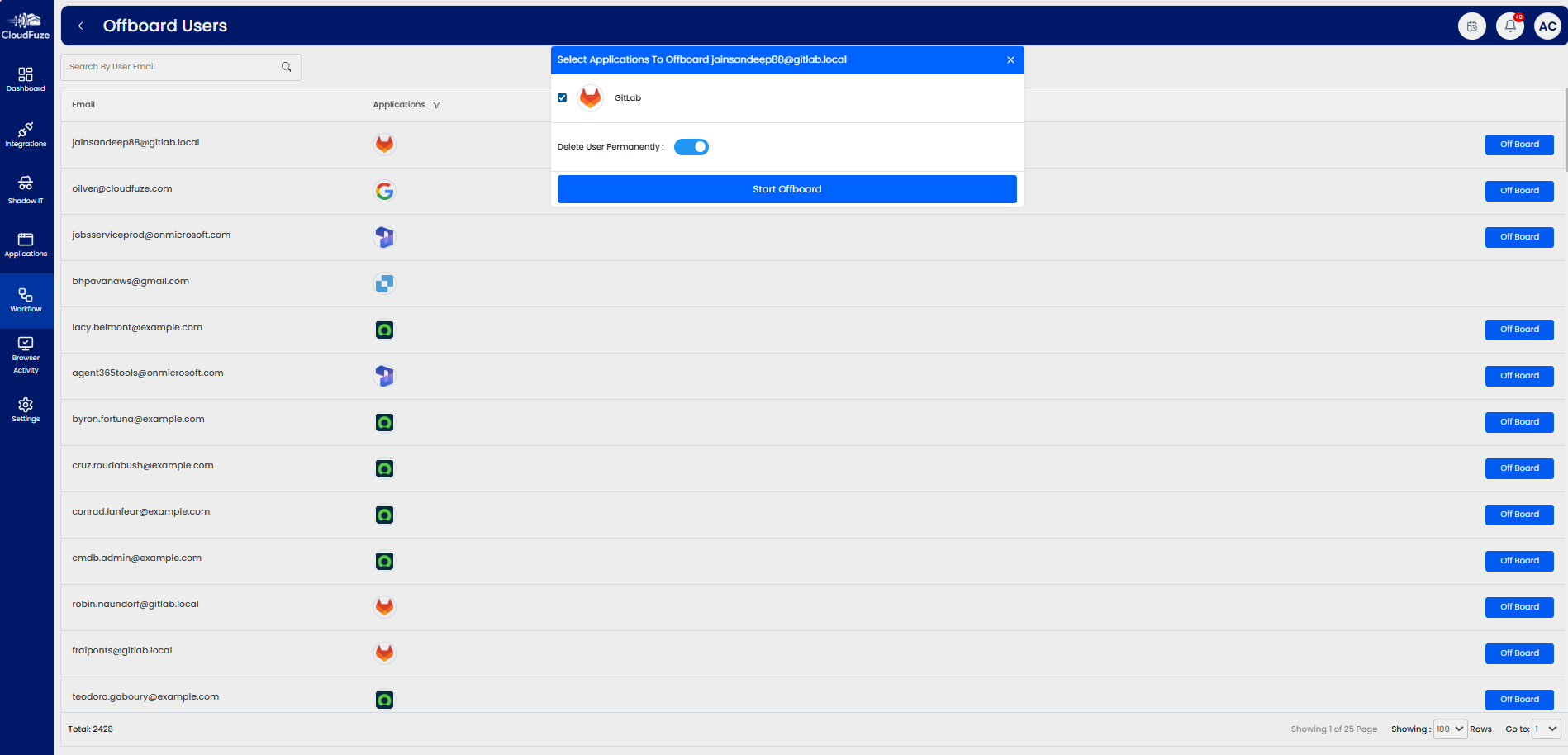 User offboarding feature preview