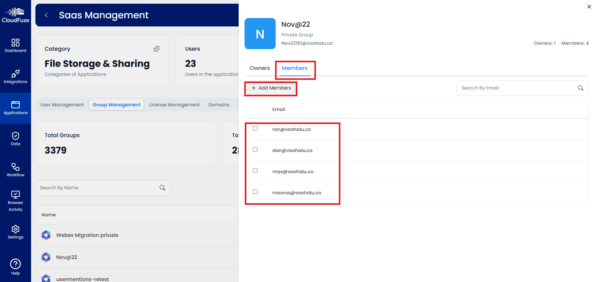 Adding Members to Groups in CloudFuze Manage