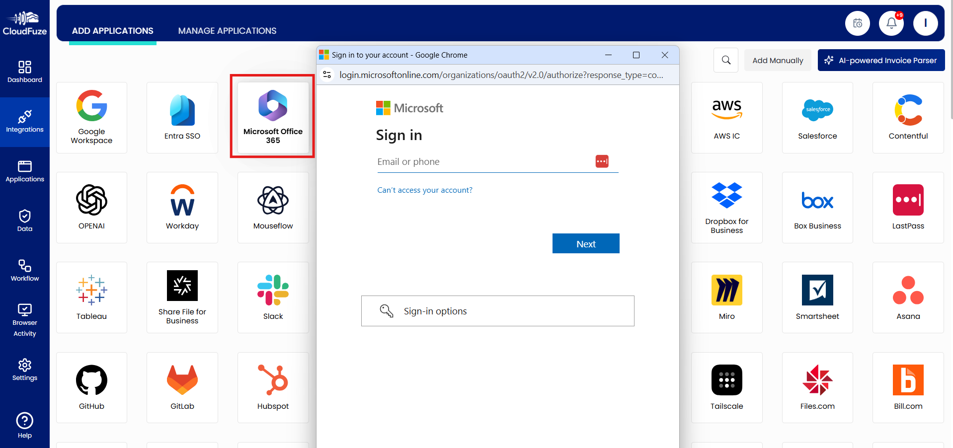 Adding Microsoft 365 in CloudFuze Manage