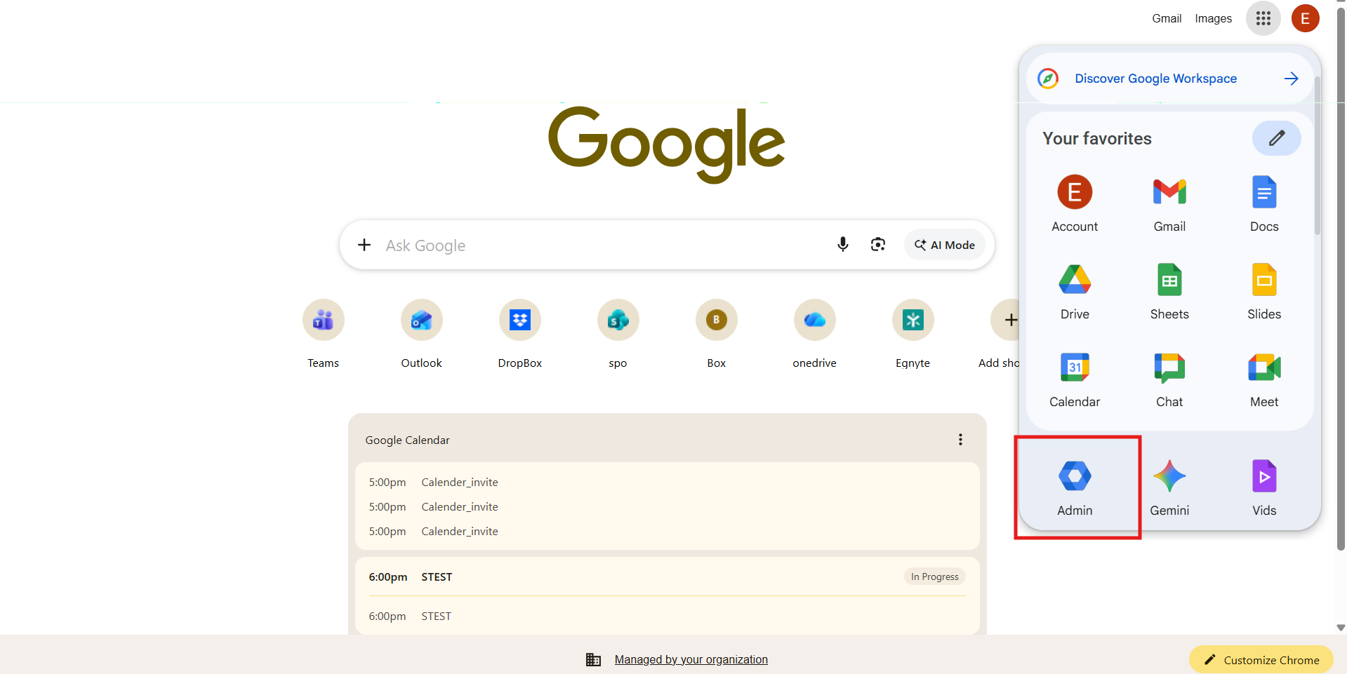 Choosing Google Admin Console