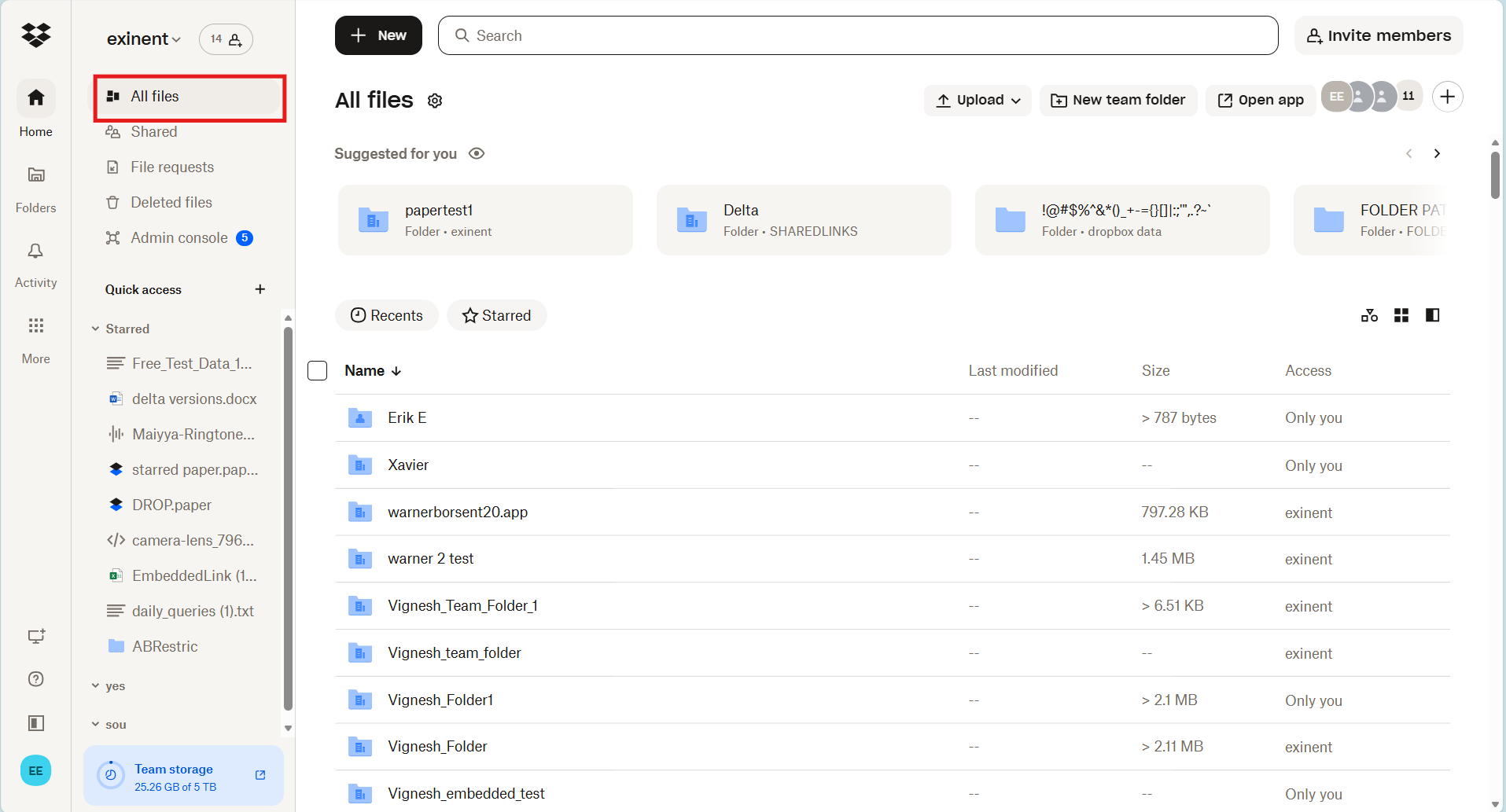 Choosing all files to appear in Dropbox